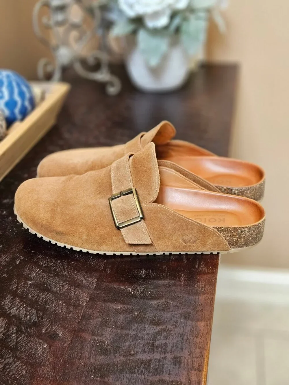 KOIO Men's Salerno Suede Clogs, Camel, Sz EU 45 / US 12